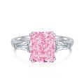 wholesale S925 Sterling Silver Cross-Border Women's Ring with 8A Ice Flower Zircon, Sparkling Pink Geometric High-Carbon Diamond, Fresh and Sweet Girly Style-0-11