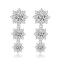 wholesale S925 Silver New Style Three-Stamen Flower Full Diamond Earrings for Women, Simple and Versatile 5A Zircon Ear Studs Creative Ear Accessories-0-4