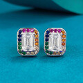 wholesale 925 Sterling Silver Zhuo Zhifan New Rainbow Candy 4*6 White Diamond Stud Earrings Trendy and Elegant European and American Style for Dropshipping-0-0
