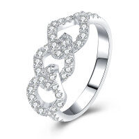 Metal Material Interlocking Ring Light Luxury Diamond Fashion Jewelry Wholesale Direct-Interlocking diamond ring [K white]  US size 5