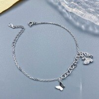 wholesale S925 Sterling Silver Fashion Diamond-Inlaid Butterfly Flying in Pairs Bracelet Simple Design Exquisite Niche High-End Butterfly Jewelry-Double Butterfly Bracelet 925 Silver