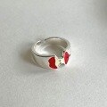 wholesale S925 Sterling Silver Red Resin Apple Core Ring, Niche, Personalized, Fresh, and Playful Gift-0-0