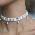 wholesale 925 Sterling Silver Pearl Necklace Three-Layer Freshwater Pearl Choker Ins Style Wedding Banquet Jewelry-0-3