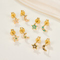 wholesale S925 Sterling Silver Star and Moon Diamond Inlaid Stud Earrings, Dainty and Delicate Five-Point Star, Ins-Style Daily Wear Versatile Ear Accessories-0-0