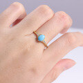 wholesale Vintage elegant synthetic turquoise ring for women in gold, high-quality S925 sterling silver inlaid with gemstone-0-1