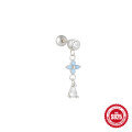 wholesale S925 Sterling Silver Moon Star Pendant Earrings with Screw Ball Threads for Cartilage Piercing-0-23