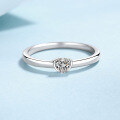 wholesale S925 Sterling Silver Moissanite Heart Ring for Women, Korean Minimalist Proposal Engagement Diamond Ring, Wedding Fashion Ring, In Stock-0-5