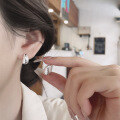 wholesale S925 Sterling Silver Korean Minimalist Geometric Teardrop Crystal Ear Clips, Versatile Luxury Style Earrings-0-3
