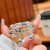 wholesale 9999 Pure Silver Auspicious Healthy Baby Bracelet Anklet Engravable for Full Moon Birthday and First Birthday Gifts-Peace and Joy 999 Silver Pair Approximately 18g 999 Silver