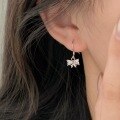 wholesale Sterling Silver S999 Minimalist Bow Versatile Ear Hooks, Fresh and Light Luxury, Niche Advanced Fashion Earrings Trend-0-3