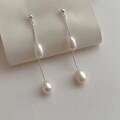 wholesale S925 Sterling Silver Tassel Pearl Necklace Fashionable Light Luxury Ins Style Freshwater Rice Pearl Earrings Y01252-0-3
