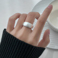wholesale S925 Sterling Silver Wide-Banded Matte Ring, Hong Kong Style High-End Textured Brushed Adjustable Ring R00701-0-0