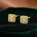 S925 Sterling Silver Moissanite Square Rhombus Earrings for Men and Women-0-1