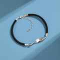 wholesale S925 Sterling Silver Minimalist Möbius Loop Couple Bracelets Set, Braided Rope for Men and Women, Engraved Valentine's Day Gift-0-2