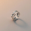 wholesale S925 Sterling Silver Retro Vintage Style Small Woven Tail Ring Minimalist Thai Silver Double Layer Korean Style Jewelry J9368-0-1