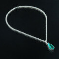 wholesale 925 Silver Gold-Plated Pendant Chain with High-Carbon Diamond and Emerald Pear-Cut Drop for Evening Fashion Women's Necklace-0-3