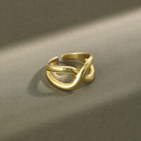 wholesale S925 Sterling Silver JF243 Korean Style Hollow-Out Minimalist Cross Open Ring for Women-Korean 18K gold [No. 14/Adjustable] &gt; Opening adjustable