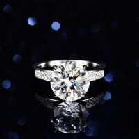 S925 Silver Four-Claw 5ct Moissanite Double Row Egg Solitaire Wedding Ring-5 carats (empty setting)  9 yards