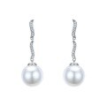 wholesale S925 Silver Zhuo Zhifan Jewelry Trendy Exquisite Inlaid 14mm Pearl Bead Earrings, European and American Fashion Earrings-0-4