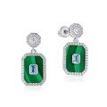 wholesale S925 Sterling Silver European and American New Geometric Unique Malachite Earrings for Women, Ins Niche Earrings, Drop Shipping-0-4