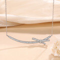 wholesale 925 Silver Plated 18K Gold Fashion Smile Bow Necklace for Women, Full of Moissanite, Light Luxury Small Chanel Style Collarbone Chain-0-0
