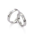 wholesale S925 Sterling Silver Korean-style Couple Rings with Elegant Lettering and Zirconia Inlay, Open-Ended Niche Design Matching Bands for Men and Women-0-4