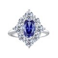 wholesale 925 Sterling Silver Hot-selling Versatile Egg-shaped Blue Gemstone Luxury Halo Ring for Women with Live Broadcast Drop Shipping-0-3