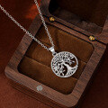 wholesale S925 Sterling Silver European and American Cross-Border Hollow Tree of Life Retro Pendant Fashion Silver Necklace for Women Wholesale from Manufacturers-0-1