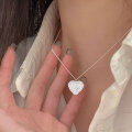 wholesale S925 Sterling Silver Minimalist Heart Pendant Necklace Women's Korean Style New Fashion Simple Advanced Niche Collarbone Chain-0-1