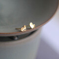 wholesale Metal: 9K AU375 Gold Wholesale Korean K-gold delicate, playful, three-dimensional wave heart versatile minimalist ear studs-0-4