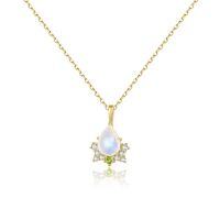 wholesale S925 Sterling Silver Minimalist Fashion Light Luxury Teardrop Gemstone Pendant Choker Necklace with Natural Creamy Blue Moonstone-Natural moonstone necklace