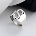 wholesale S925 Sterling Silver Exaggerated Wide S Letter Ring Trendy Personality Hip-Hop Punk Index Finger Ring for Women-0-0