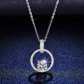 925 Silver 1ct Moissanite V-Necklace Women's Fashion Pendant-0-2