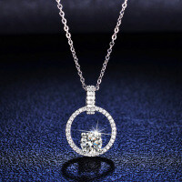 925 Silver 1ct Moissanite V-Necklace Women's Fashion Pendant-1-carat necklace (empty setting)  925 silver
