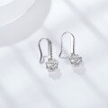 wholesale Sterling Silver Genuine D Color Moissanite Snowflake Ear Hooks with Six-Prong Diamond Setting, Ultra Sparkly Long Drop Earrings for Gift-0-2