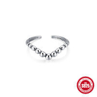 wholesale S925 Sterling Silver Vintage Aged Planet Ring, Oxidized Silver Craft Unisex Commute Open Adjustable Ring-Thai silver #9 Adjustable opening