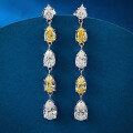 wholesale 925 Sterling Silver Ear Hooks for Women, Luxuriously Set with 6*9mm Pear-Shaped Teardrop Yellow Diamonds and High-Carbon Diamonds Earrings-0-2