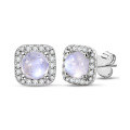 wholesale S925 Sterling Silver Alloy High-End Natural Blue Moonstone Stud Earrings for Women, Round Gemstone Earrings Wholesale-0-0