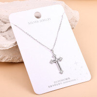 S925 Silver Minimalist Cross Pendant Necklace Wholesale Women's Trendy-s925 sterling silver + YD1-0828B 925 silver