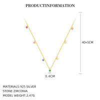 wholesale S925 Sterling Silver Dopamine Color Zircon Cross Necklace For Women,-A4605_Colored Zirconium_18K Yellow Plating_Swimming Paint_Palladium Base 925 Silver