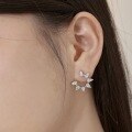 wholesale S925 sterling silver cross-border earrings for women, luxurious and elegant pear-shaped zirconia floral design, fashionable and versatile ear accessories-0-0