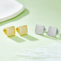 wholesale S925 Silver Plated Small Incense Style Full Diamond Stud Earrings with Moissanite, Unisex Fashion European and American Cross-Border Fine Workmanship-Moissanite earrings (gold)