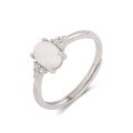 wholesale 925 Sterling Silver Opal Ring for Women Adjustable Ins Style Open Band for Cross-Border E-commerce (Amazon EU/US/AU)-0-4