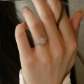 S925 Sterling Silver 05ct Moissanite Women's Interwoven Snowflake Sunflower Engagement Ring Setting-0-1