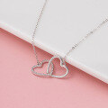 wholesale S925 Sterling Silver Cloud-Pull Jewelry Heart-Connected Zircon Inlaid Collarbone Chain, Versatile and Elegant Necklace, Direct from Manufacturer-0-1