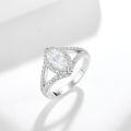 S925 Silver Ring with 5*10mm Oval Full Moissanite-0-1