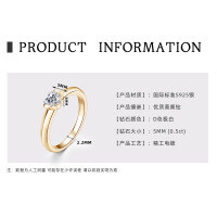 18K Gold Plated 925 Silver D Color Moissanite Four-Leaf Clover Ring-Heart-shaped ring [K gold]  9 US dollars