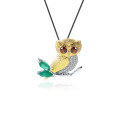wholesale 925 Silver Designer Owl Brooch Pendant Two-Way Design High-End Natural Gemstone Necklace Pendant-0-4