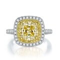 wholesale S925 silver, 8*8 chunky square yellow zircon high-carbon diamond ring for women, foreign trade cross-border-0-5