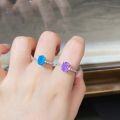 wholesale S925 Sterling Silver Ring for Women with Ice Flower Cut and Radiant Cut Purple Diamond, High-End Feel, Same as Live Stream, Best Seller for Wholesale-0-3